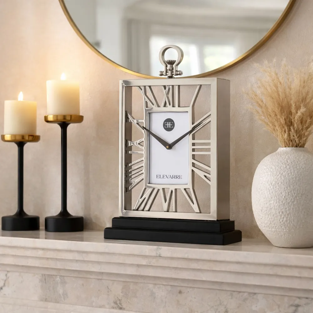 LARKHAVEN SILVER CLOCK 17 (IN)
