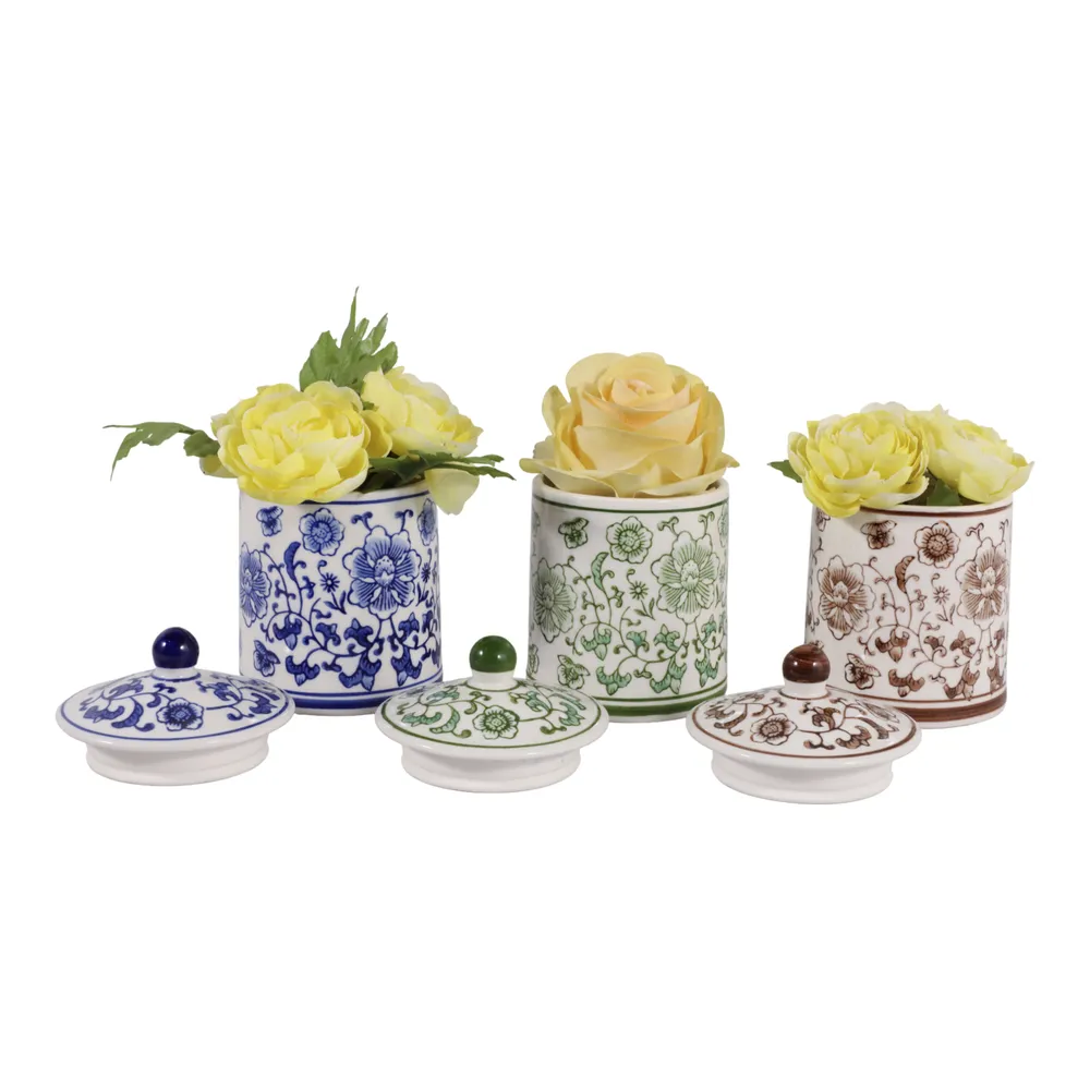 ADLERLEY SET OF 3 WHITE JARS 6 (IN)