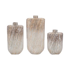 STONEWOOD IVORY GLASS VASE 10 (IN) 9