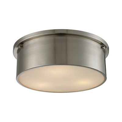 Simpson 14″ Wide 3-Light Flush Mount - Brushed Nickel