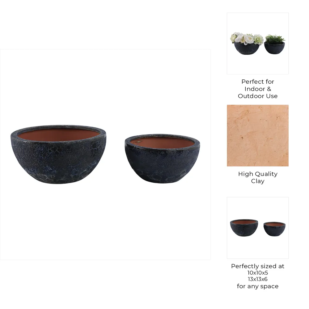 BYRONHAM SET OF 2 BLUE PLANTER 6 (IN)