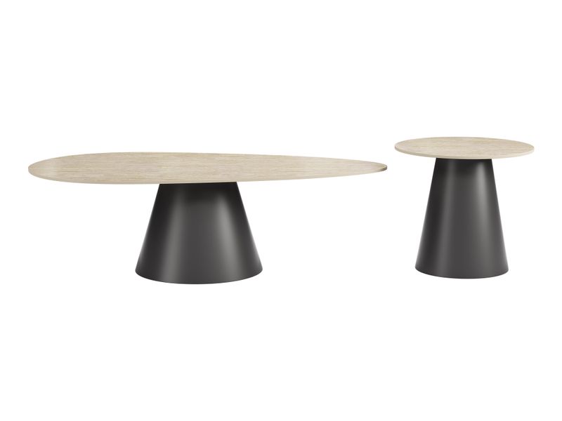 Reyes Coffee Table Set Natural & Black 4