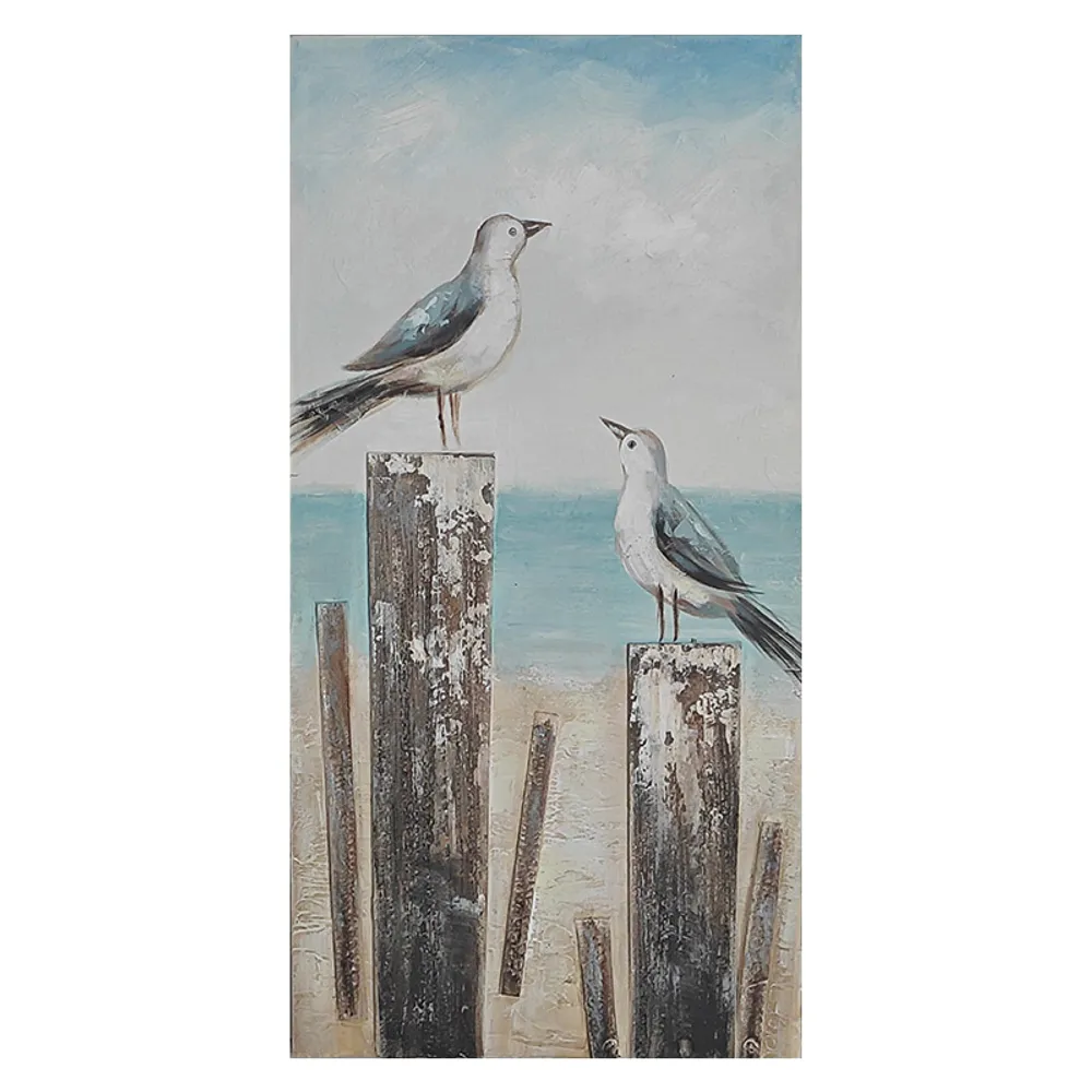 31-1/2" SEABIRDS ON POST CANVAS