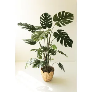 Artificial Monstera Plant in a Black Plastic Pot 1