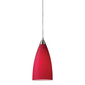 Vesta 5'' Wide 1-Light Mini Pendant - Satin Nickel with Cardinal Red Glass 1