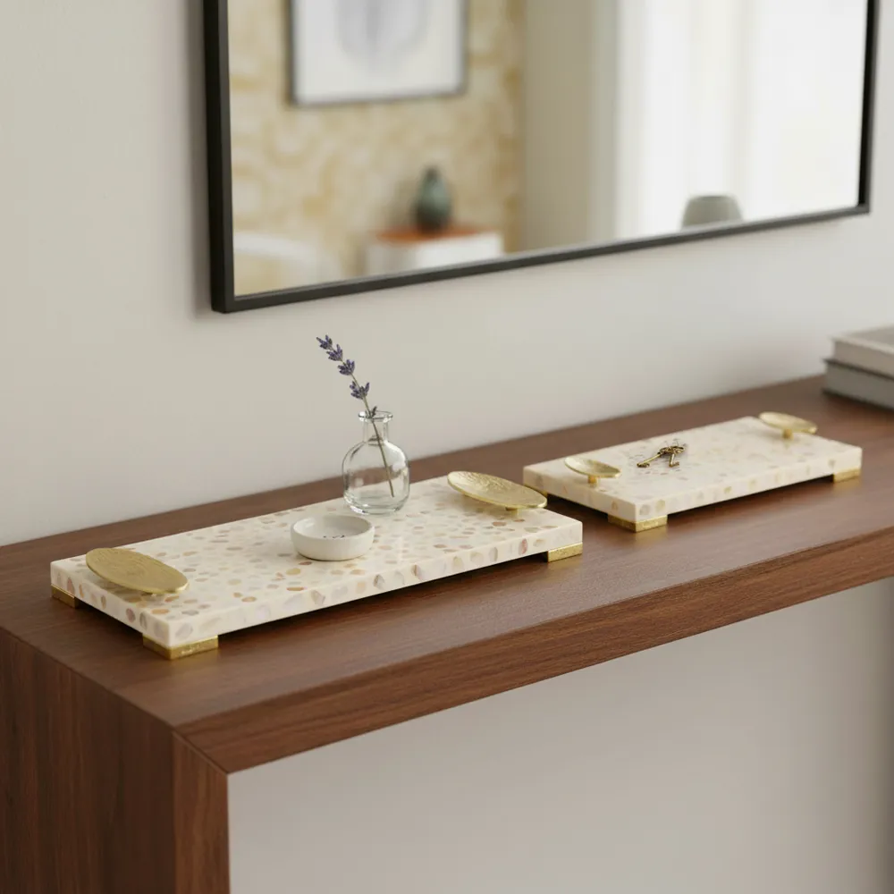 HARSTONGROVE SET OF 2 WHITE TRAY 3 (IN)