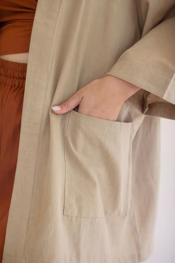 Short Kimono with Front Pockets / Oatmeal