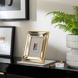 4X6 RESIN DECO MIRRORED BORDER PHOTO FRAME, GOLD 10