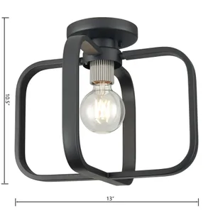 Dylan 13'' Wide 1-Light Flush Mount - Matte Black with Nickel Sockets 2