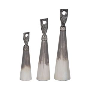 CLARAHAM SET OF 3 GRAY GLASS VASES 22 (IN) 4