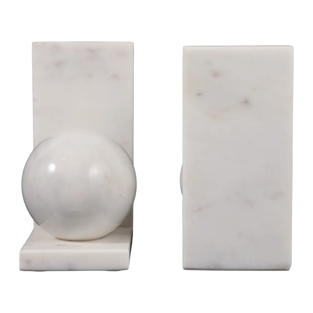 HELTONPORT SET OF 2 WHITE BOOKENDS 6 (IN)