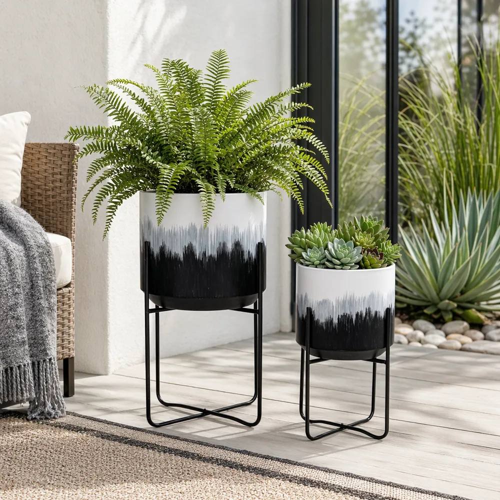 NICOLEHAM SET OF 2 BLACK PLANTER 23 (IN)