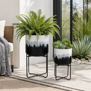 NICOLEHAM SET OF 2 BLACK PLANTER 23 (IN) 10