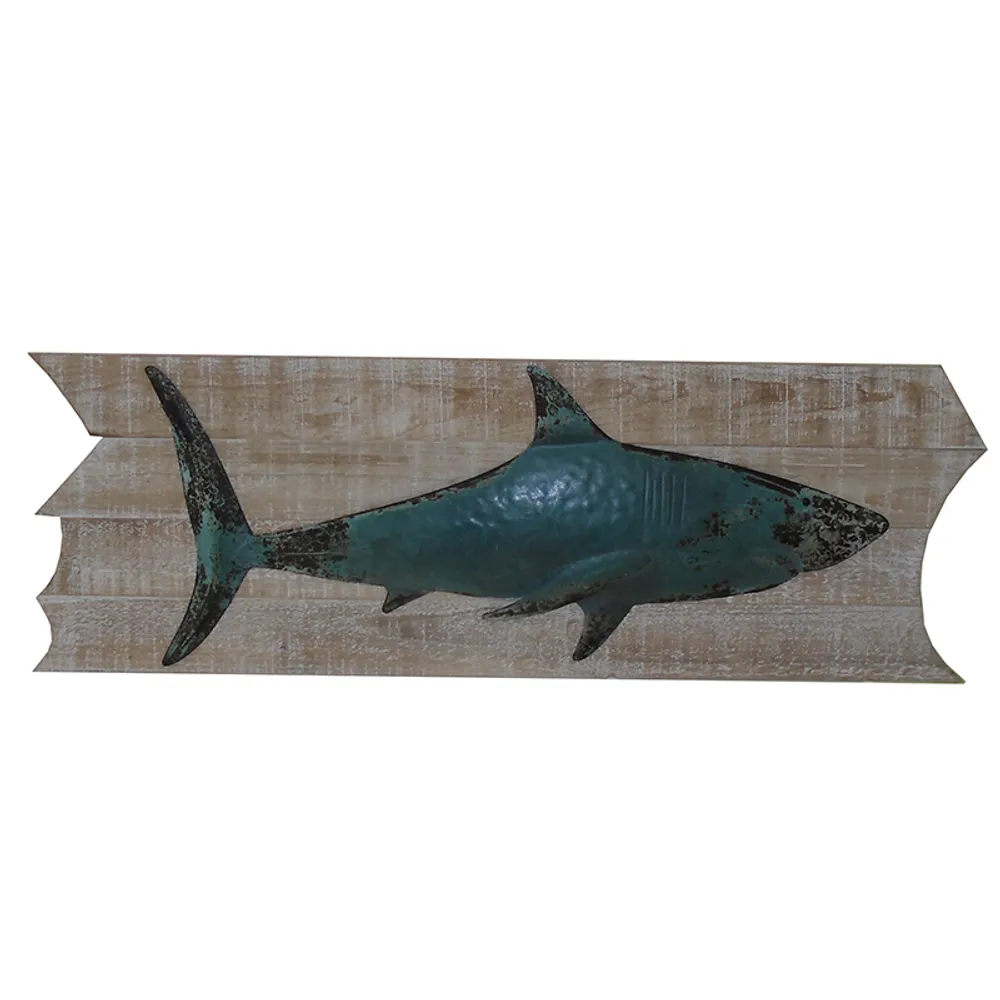 37" RUSTIC SHARK WALL PLAQUE