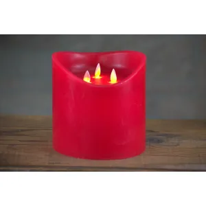 Red Non Drip Moving Flame 3 Wick LED Candle 6in by 6in 1