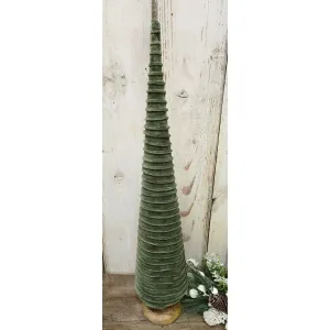 Lg Green Velvet Cone Tree 30.5x6x6in 1