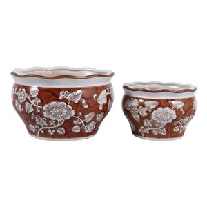 HENLEYDALE SET OF 2 BROWN PLANTER 7 (IN) 1