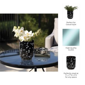 BAKERWOOD BLACK GLASS VASE 9 (IN) 10