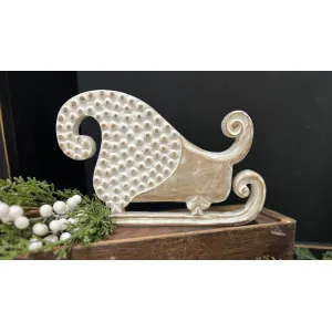 Beaded Wooden Sleigh 7x10in 1