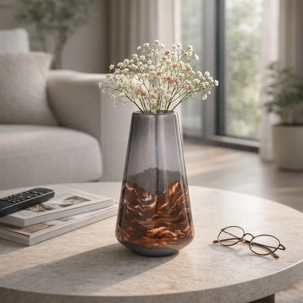 EVERTONVALE BLACK GLASS VASE 14 (IN)