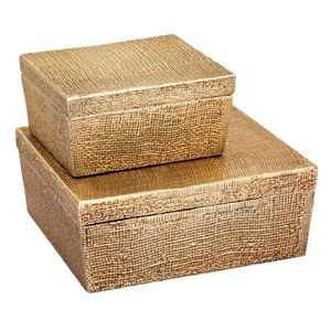Square Linen Texture Box - Small Brass 5