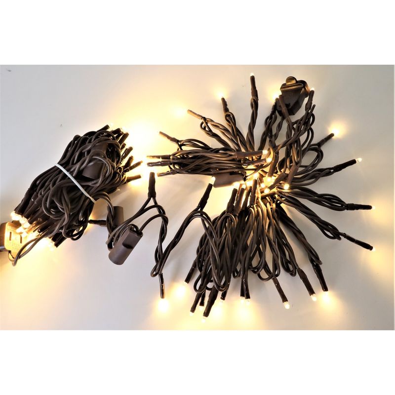 100-Count Warm White LED Micro Lights with Brown Cord