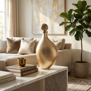 BAKERSHAW GOLD GLASS VASE 18 (IN) 12