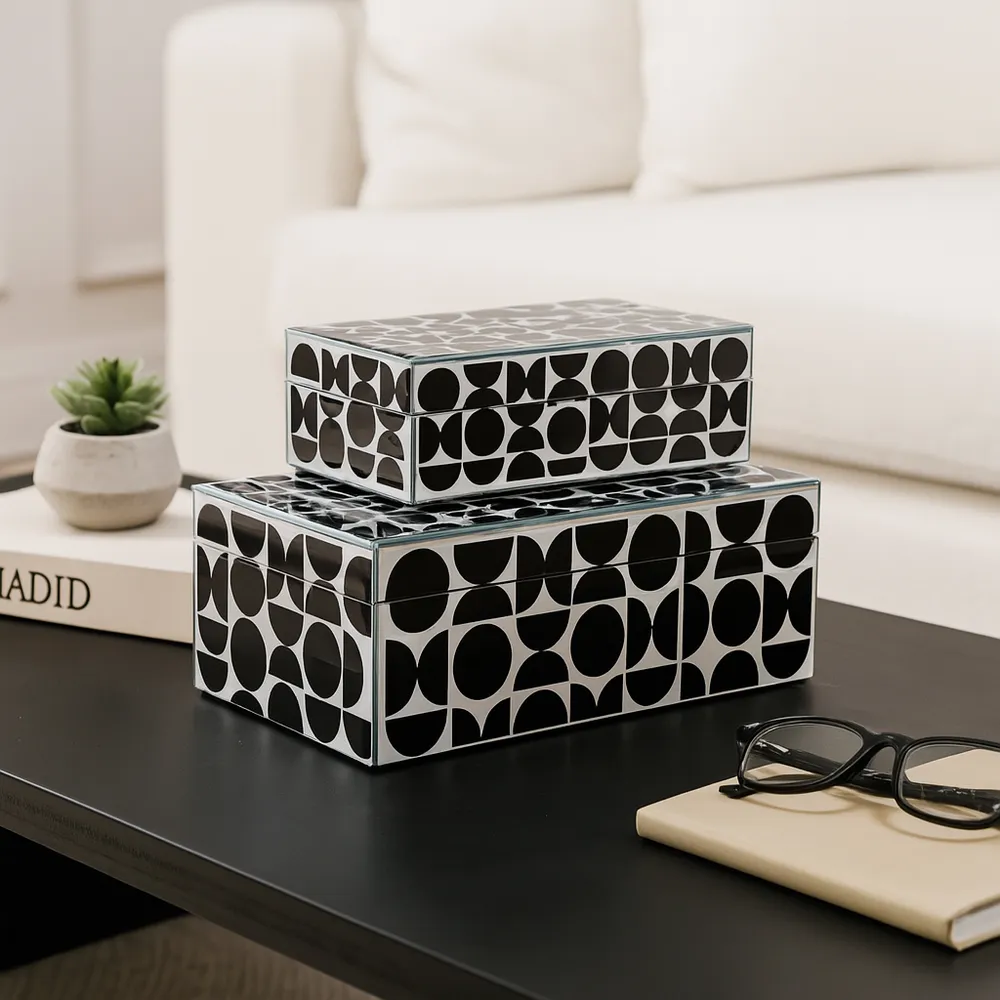 DUNEGROVE SET OF 2 BLACK BOXES 4 (IN)