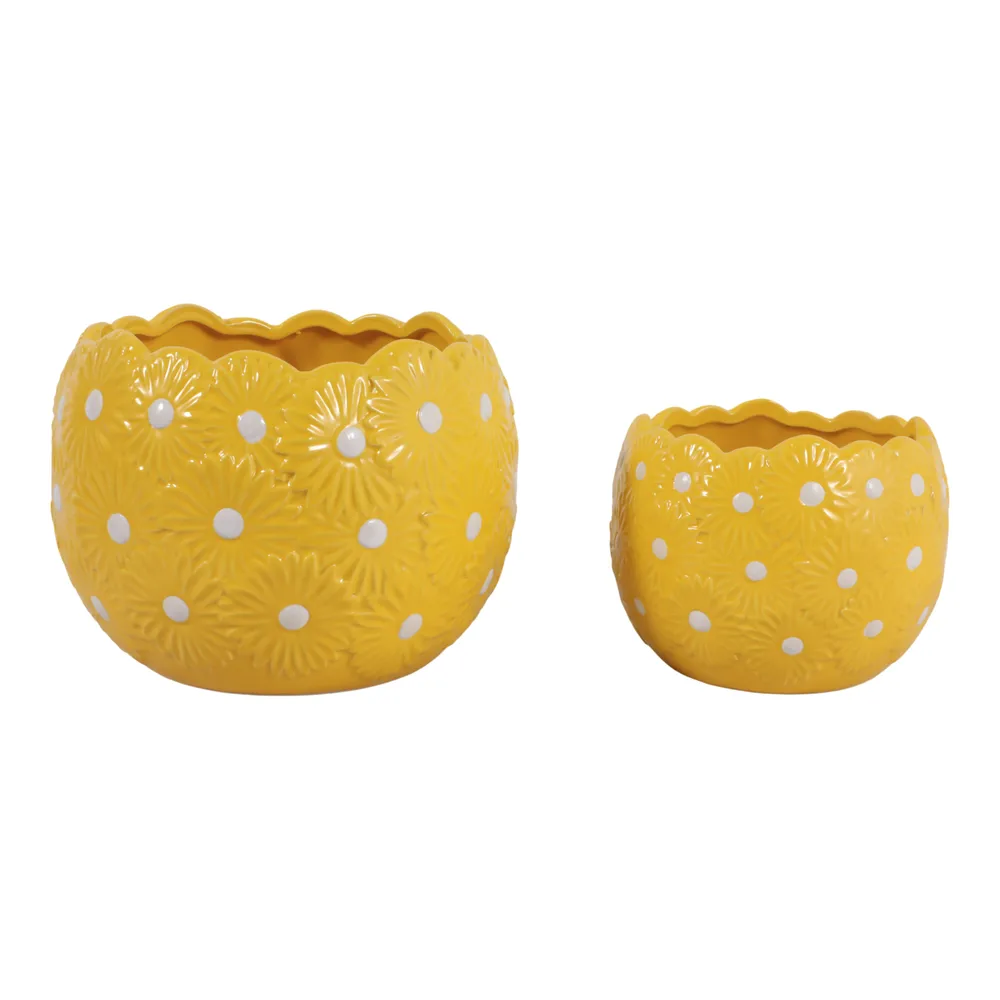 BRONSONRUN SET OF 2 YELLOW PLANTER 7 (IN)