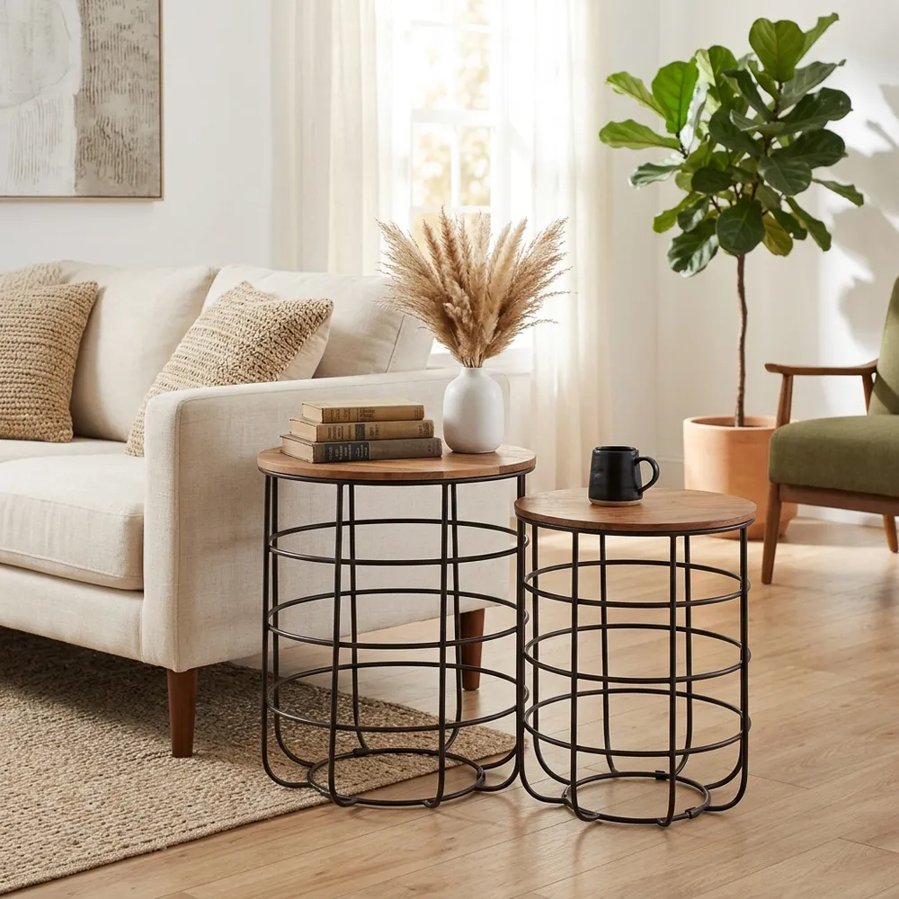 AVA SET OF 2 BLACK TABLE 23 (IN)