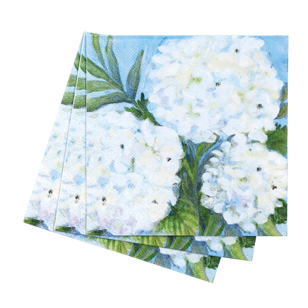 White Hydrangeas Paper Cocktail Napkins (Pack of 25)