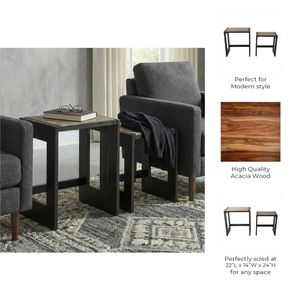 S/2 20/24"WENSTON ACACIA WD ACCENT TBLES,BRWN 2BXS 10