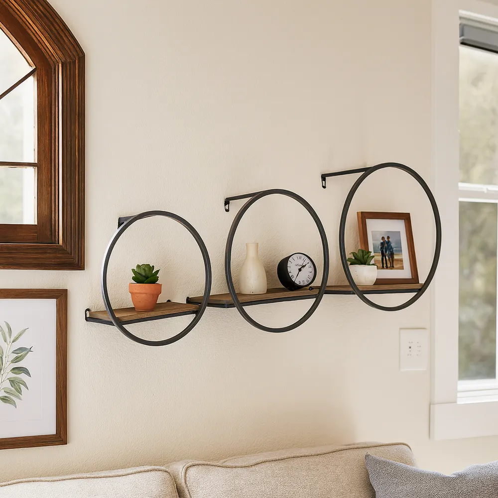 GAIGESTONE SET OF 3 BROWN WALL SHELF 8 (IN)