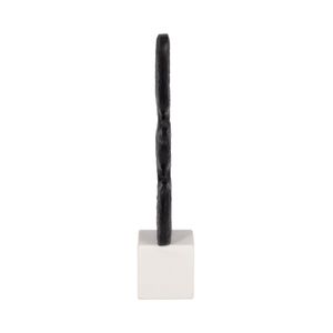 14" ABSTRACT TOTEM SCULPTURE  MARBLE BASE, BLACK/W 4