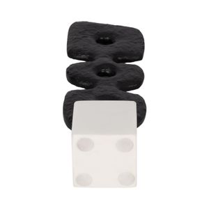 14" ABSTRACT TOTEM SCULPTURE  MARBLE BASE, BLACK/W 7