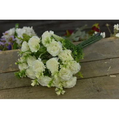 White Carnation Bunch 13in