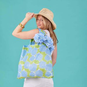 Blue Hydrangea blu Reusable Shopping Bag 8