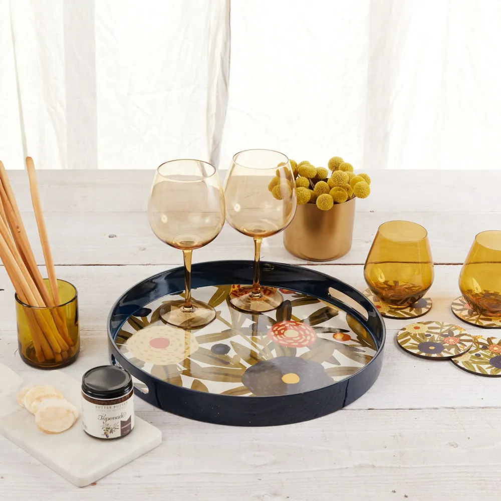 Harvest Sunshine Round Lacquer Serving Tray