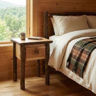 Hickory Log One Drawer Nightstand - Cinnamon