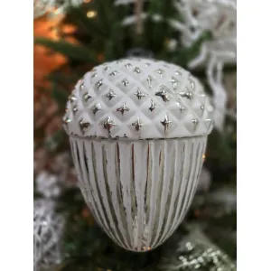 Large Silvery Acorn Ornament 8x6x6in 1