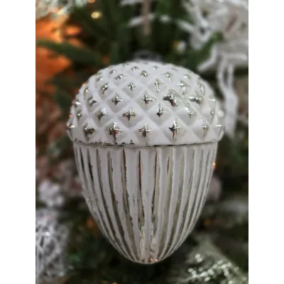 Large Silvery Acorn Ornament 8x6x6in