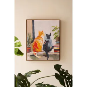 Framed Two Cats Painting 1