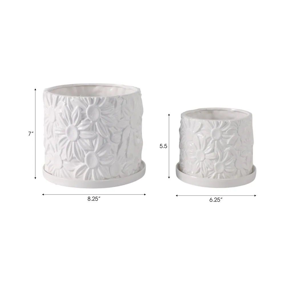 BOWENHAVEN SET OF 2 WHITE PLANTER 7 (IN)