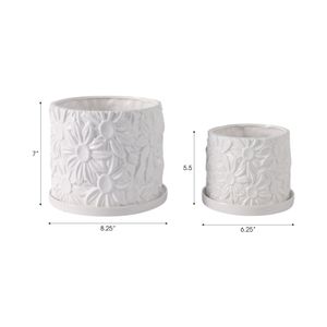 BOWENHAVEN SET OF 2 WHITE PLANTER 7 (IN) 9