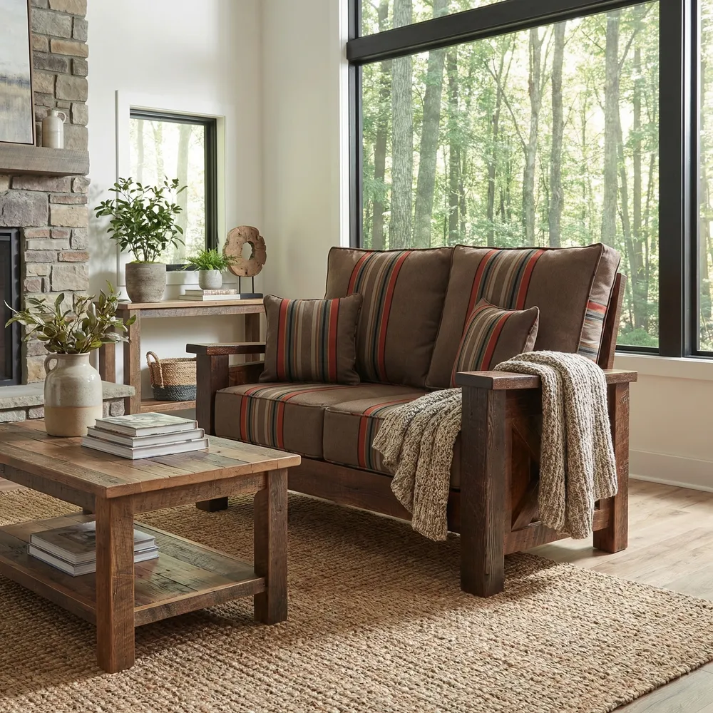 Barnwood Loveseat - Standard Leather - Seat and Backrest