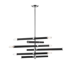 Crosspiece 39'' Wide 6-Light Chandelier - Black 7