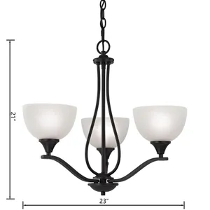 Bristol Lane 23'' Wide 3-Light Chandelier - Oil Rubbed Bronze with White Glass 2