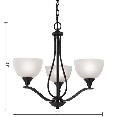 Bristol Lane 23'' Wide 3-Light Chandelier - Oil Rubbed Bronze with White Glass