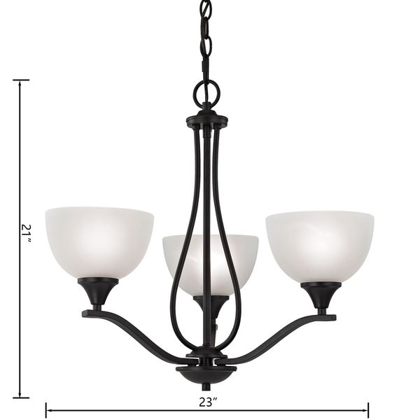 Bristol Lane 23'' Wide 3-Light Chandelier - Oil Rubbed Bronze with White Glass
