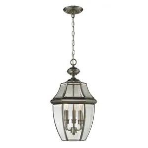 Ashford 12'' Wide 3-Light Outdoor Pendant - Antique Nickel 1